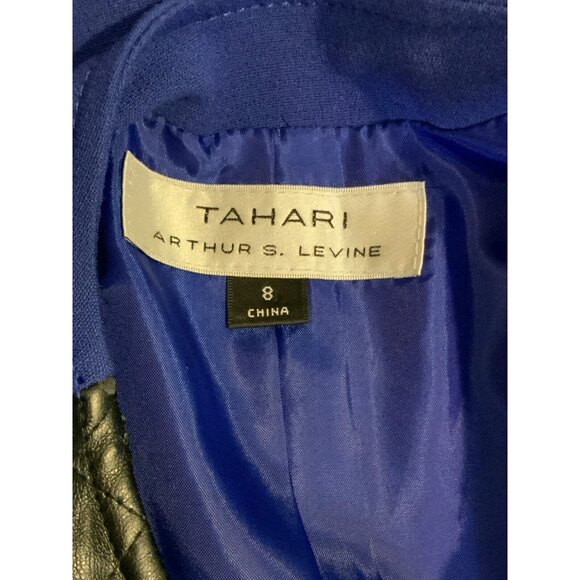 Tahari Arthur S. Levine Ronald Blue Black Faux Leather Trim Jacket, Size 8 - Picture 11 of 11